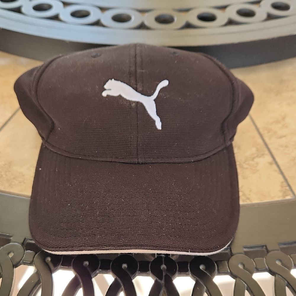 Puma Black Hat with White Emblem Size S/M